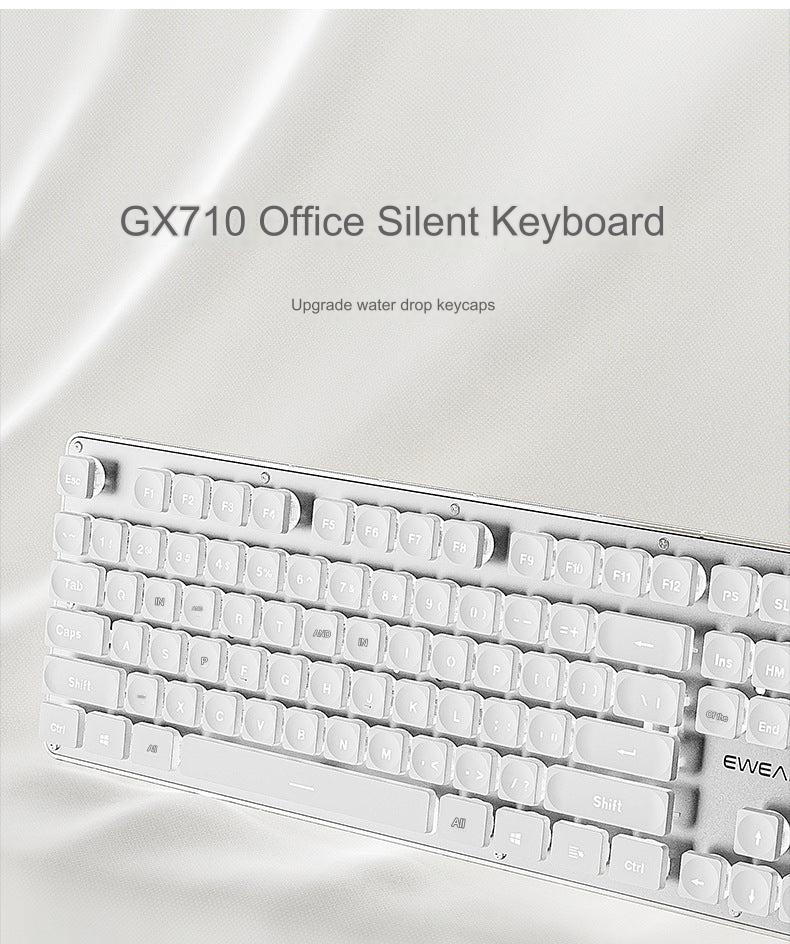 EWEADN GX710 Silent Mechanical Keyboard & Mouse Set - Wired Gaming & Office Combo with RGB Backlight