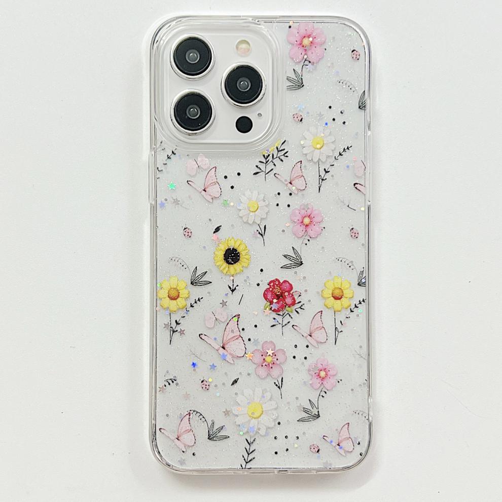 Silicone Butterfly Floral iPhone Case - Shockproof Compatible with iPhone 15, 14, 13 & Samsung S24 Series