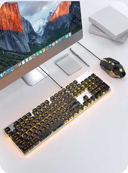 EWEADN GX710 Silent Mechanical Keyboard & Mouse Set - Wired Gaming & Office Combo with RGB Backlight