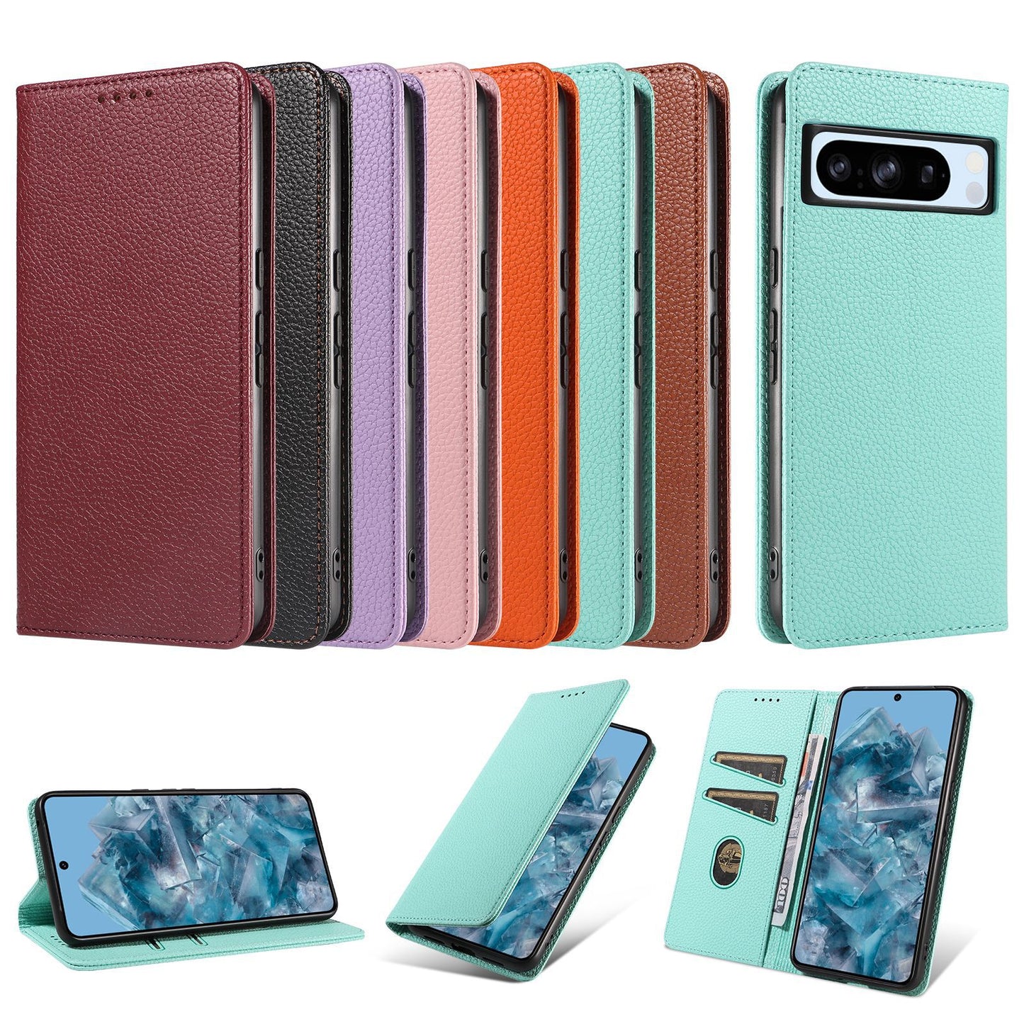 Premium RFID Leather Flip Phone Case for Google Pixel 9 5G | Slim and Stylish Shockproof Wallet Protection