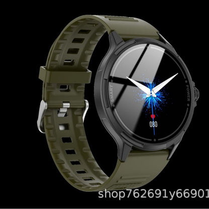 Health monitoring smartwatch showing heart rate and blood pressure