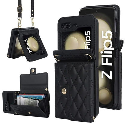 Stylish Protective Wallet Case for Samsung Z Flip Series - Multi-Color Crossbody Design