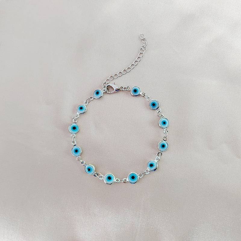 Turquoise Blue Evil Eye Bracelet Side View