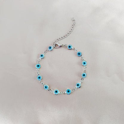 Turquoise Blue Evil Eye Bracelet Side View