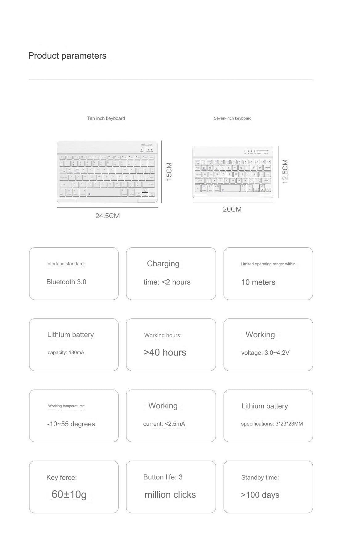 Wireless Bluetooth Keyboard and Mouse Combo for iPad, iPhone, and Android Tablets - Silent Scissor Switch and Ergonomic Design