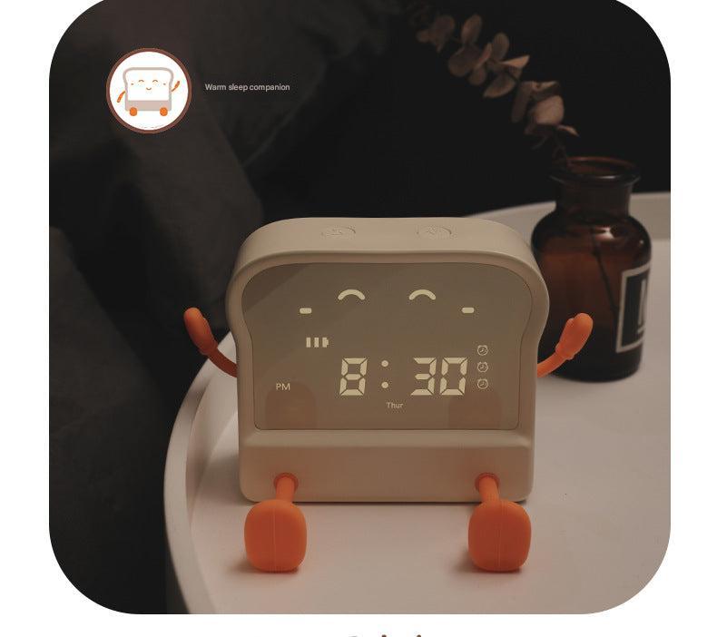 cartoon-inspired alarm clock with LED display