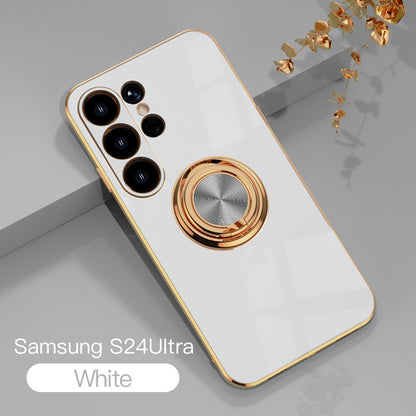 Premium Samsung S24 Ultra Protective Ring Case - TPU & Metal, 6D Electroplated, Shockproof & Stylish Design