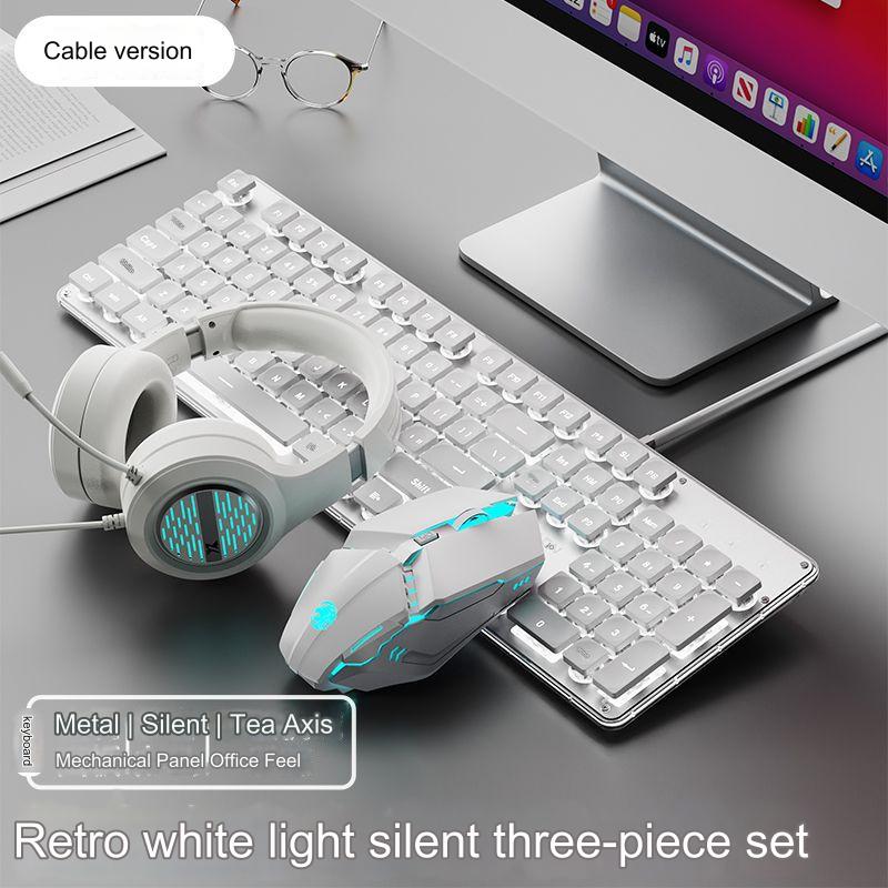 EWEADN GX710 Silent Mechanical Keyboard & Mouse Set - Wired Gaming & Office Combo with RGB Backlight