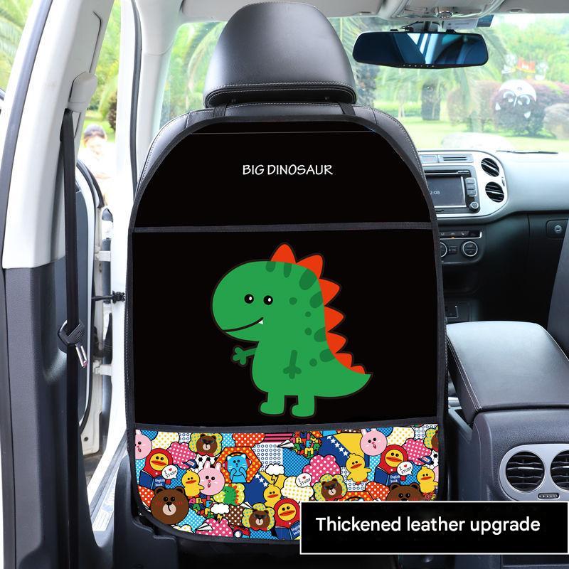 adjustable cartoon-themed car seat cover with storage