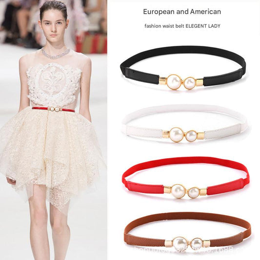 Durable faux leather elastic belt