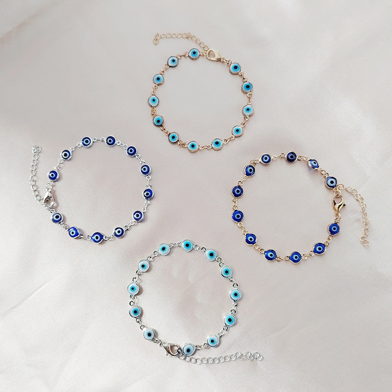 Turquoise Blue Evil Eye Bracelet Front View