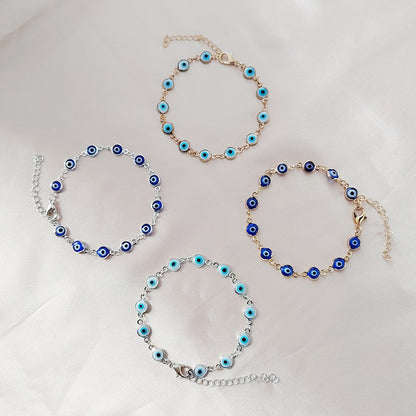 Turquoise Blue Evil Eye Bracelet Front View