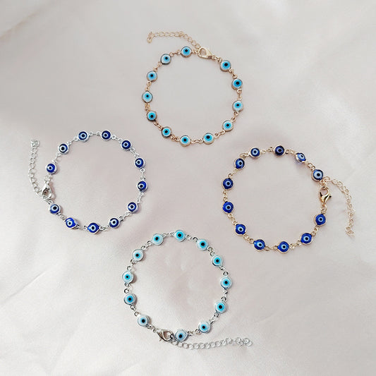 Turquoise Blue Evil Eye Bracelet Front View