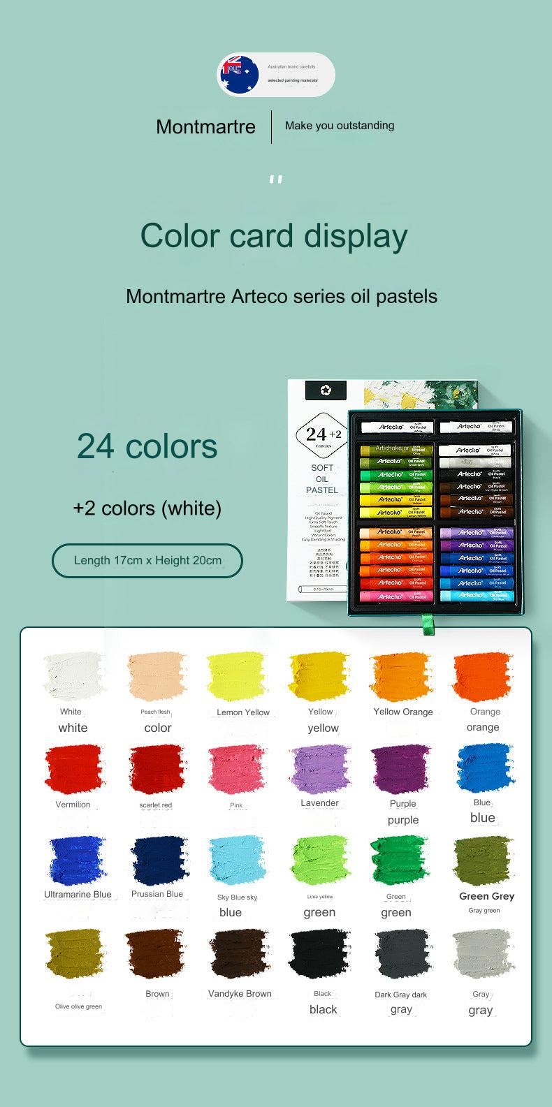 Montmartre 24-Color Ultra Soft Oil Pastels for Kids - Vibrant, Easy to Blend Art Crayons