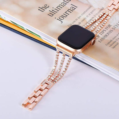 Luxury Rhinestone Metal Apple Watch Band - Stylish and Durable iWatch Bracelet