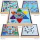 Large Wooden Set: Five-in-One Hopscotch, Flying Chess, Gomoku, Checkers, and Capture