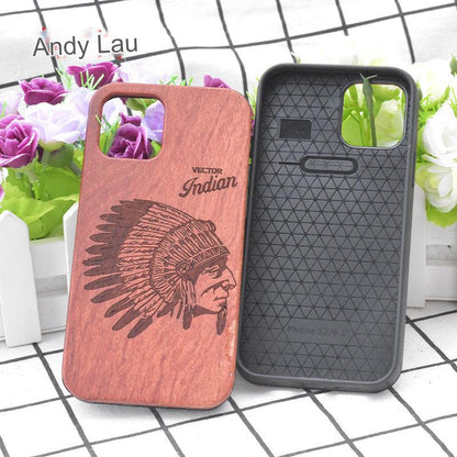 Premium Floral Wood Phone Case for iPhone & Samsung - Stylish Protection with Custom Options